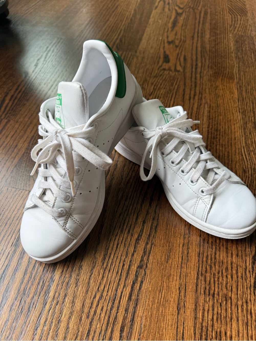 adidas Stan Smith White Sneakers with Green Heel Tab